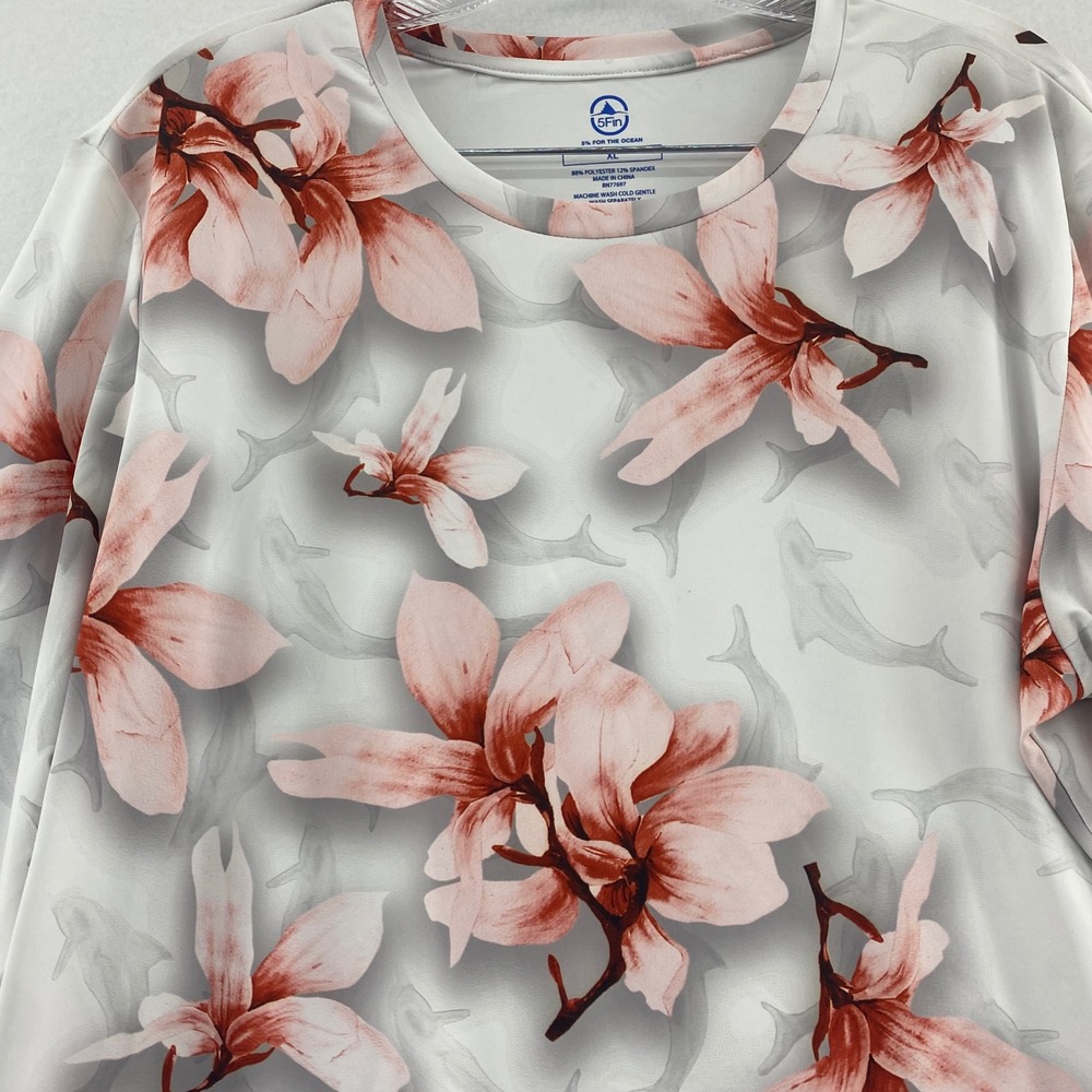 5Fin‎ Lily Dolphin Print Top 3/4 Sleeve Performance Tech Fishing Swim XL UPF